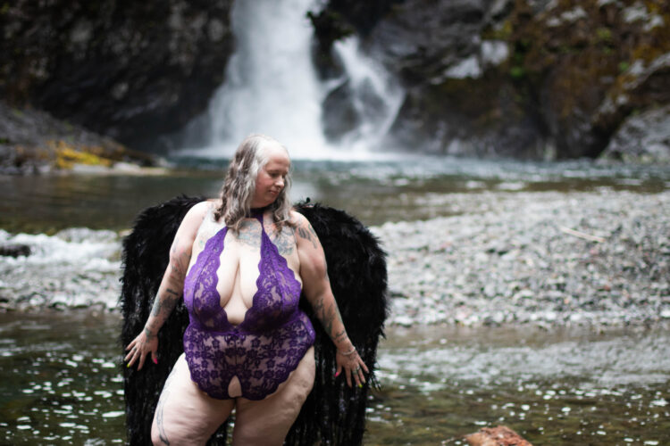 angel wings waterfall photoshoot