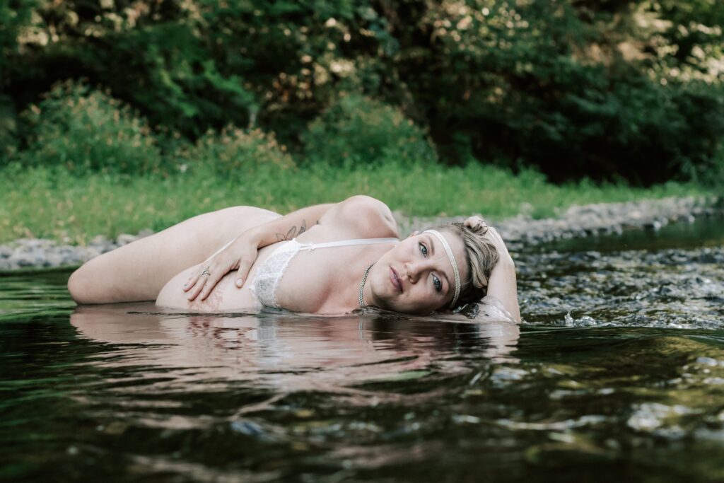 Maternity Water Boudoir Session in Grays Harbor