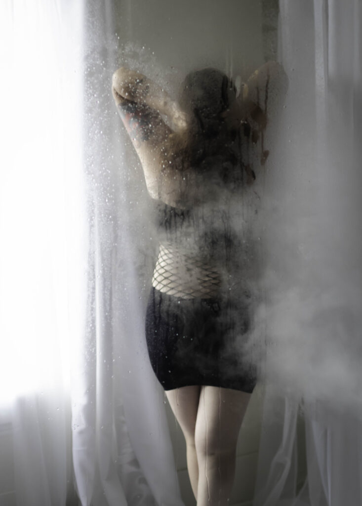 steamy shower boudoir session