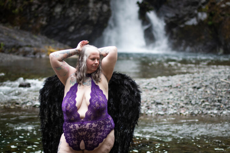 angel wings waterfall photoshoot