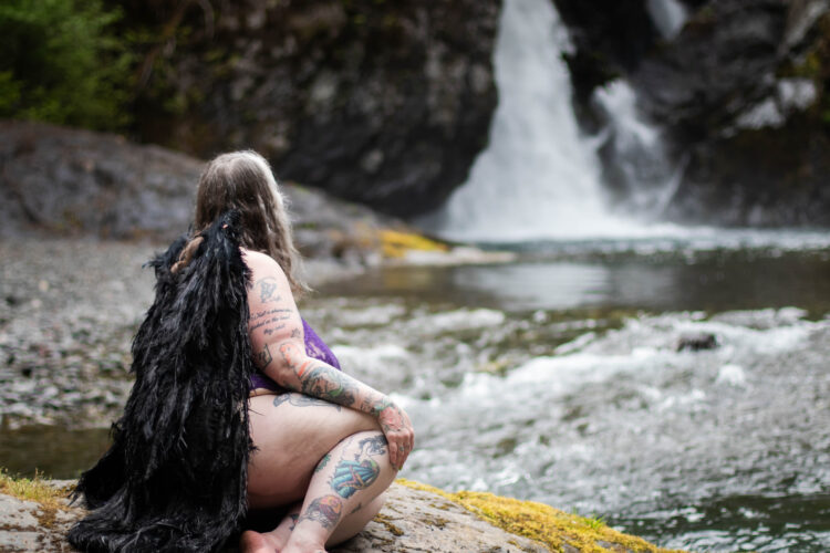 angel wings waterfall photoshoot